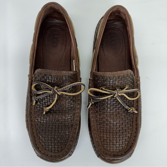 Ugg Chester Men’s 11 Brown Woven Leather Driving Loafers Shoes casual comfort - Picture 2 of 12